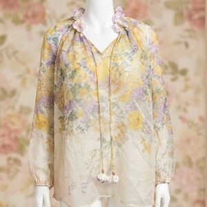 Miss Rosier NWT 3D floral appliqué blouse